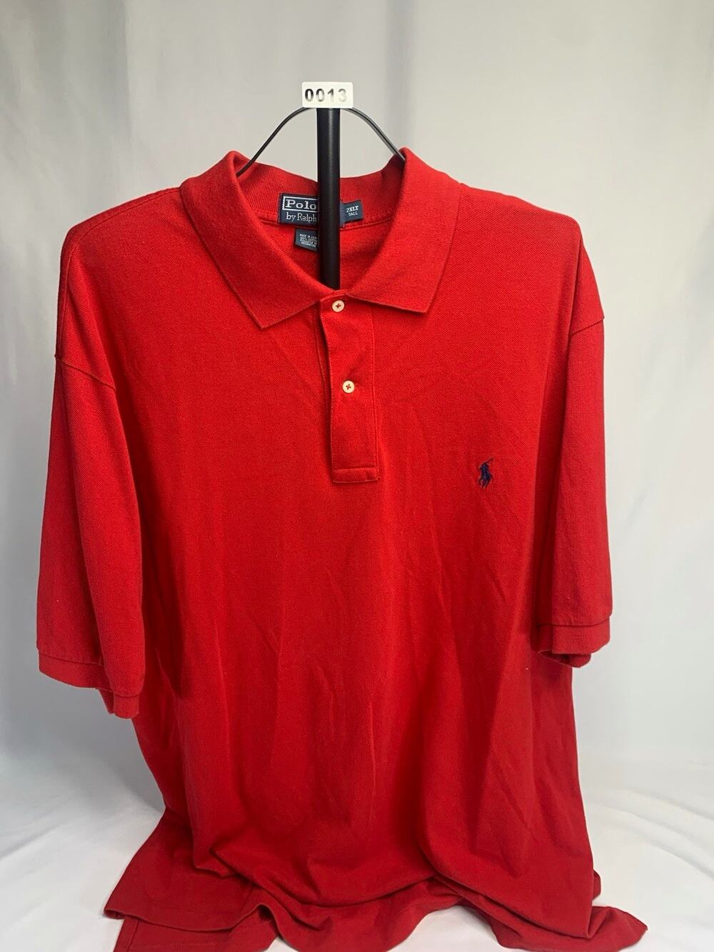 Polo by Ralph Lauren Men's Red Solid Knit Cotton Polo Shirt Logo 2XLT